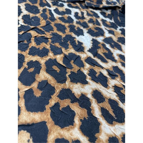Chicos Leopard Print Button Down Top‎ Size L Brown Black Animal Print Shirt Work - Picture 2 of 7